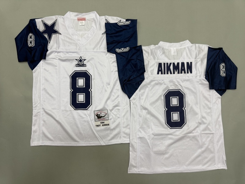 Men 2025 Nike Dallas Cowboys #8 Aikman White Throwback Limited NFL Jersey 002->new orleans saints->NFL Jersey